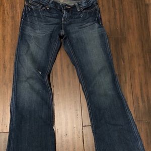 Dark blue denim boot cut jeans